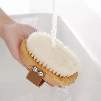 Yousheng Bath Brush with Beech Wood Handle Soft Nylon Bristles Gentle Exfoliation Hanging Design Shower Brush Bath Accessories светло-коричневого