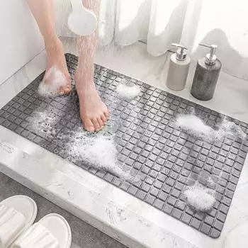 Yousheng Bathroom Shower Pad with Drain Holes 3D Grid Texture Bath Seal Anti-Slip Protection for Shower Bath Bathroom Toilet Crack-Stick Bath Mat серый