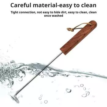 Yousheng BBQ Steak Grill Hook, лопатка для мяса с деревянной ручкой, нержавеющая сталь, для жарки овощей на гриле, портативный кухонный инструмент S