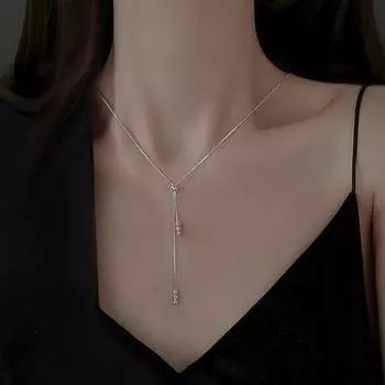 Yousheng Bead Bolo Tie кулон ожерелье серебряная ключичная цепочка чокер простое классное ожерелье для женщин повседневная одежда и подарки серебряный
