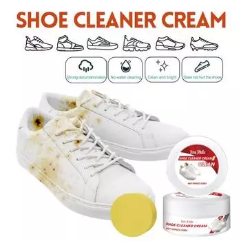 Yousheng Белый крем для чистки обуви Эффективное обеззараживание мягкого пятновыводителя Многофункциональный чистящий крем с губкой белый