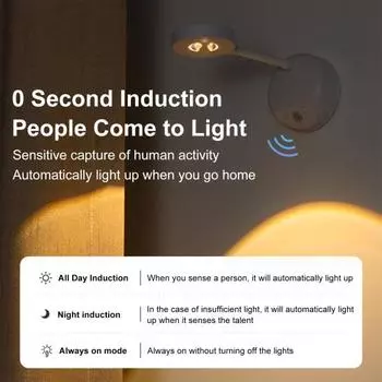 Yousheng беспроводной датчик движения лампа перезаряжаемая защита глаз гардероб лестница лампа без мерцания плавная регулировка яркости ночник для дома белый