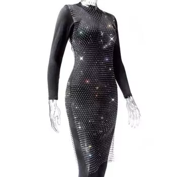 Yousheng блестящее ажурное платье со стразами женское сексуальное пляжное платье с разрезом по бокам без рукавов с пайетками вечерняя бикини-юбка S розы красного