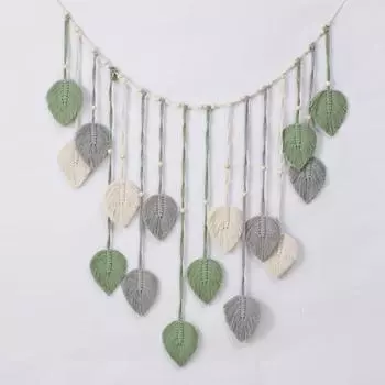 Yousheng Boho Leaf Tapestry Macrame Leaf Wall Hanging Tapestry Home Decoration Wall Art Leaf Tapestry for Bedroom Living Room Backdrop королевский синий