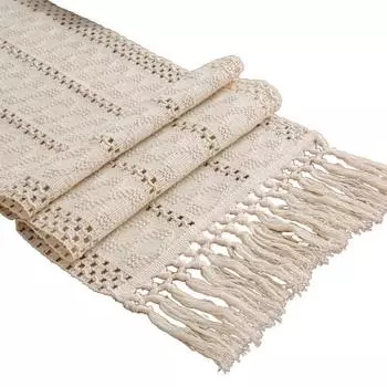 Yousheng Boho Macrame Table Tracker с кисточками в деревенском стиле Bohemian Farmhouse Table Decoration Wedding Deviance Shower Home Decor бежевый