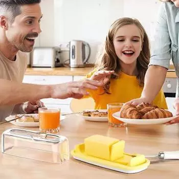 Yousheng Большая герметичная масленка с крышкой и резаком-распределителем для восточно-западноевропейского масла, герметичный поддон для хранения масла для холодильника на прилавке жёлтый