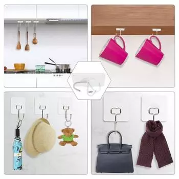 Yousheng Большие прочные самоклеящиеся крючки Водонепроницаемые, бесследные, легко устанавливаемые, вращающиеся на 180 градусов крючки для хранения, органайзеры для посуды 20PCS