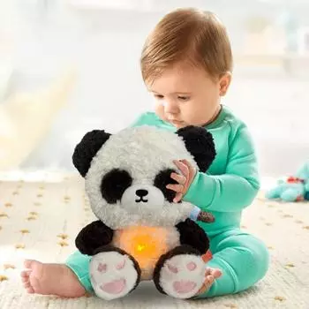 Yousheng Breathing Panda Sleep Buddy мягкая игрушка-панда успокаивающая плюшевая игрушка с реалистичным дыханием и мягкими музыкальными огнями чёрный/белый