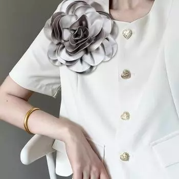 Yousheng, брошь с большим цветком во французском стиле, гладкая атласная булавка с цветочным принтом, изысканная булавка для лацкана, женский и мужской аксессуар для званого ужина