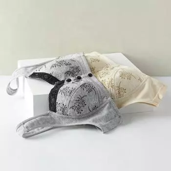 Yousheng бюстгальтер для женщин среднего возраста с эластичной застежкой на пуговицы спереди, большой размер, с цветочным кружевным принтом, ударопрочный, с эффектом пуш-ап, без зацепов, беспроводной, для ежедневного ношения на маме 38 фиолетовый