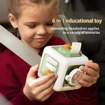 Yousheng Busy Cube Игрушка для малышей 1-3 Портативная дорожная игрушка Развивает мелкую моторику 6-в-1 Монтессори-игрушка Игрушка для раннего развития для детей Младенец фиолетовый