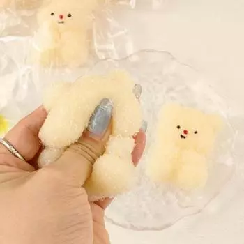 Yousheng Butter Bear Squeeze Toy Медленный отскок Мягкий TPR Снятие стресса и тревоги Портативный для детей Подростков Взрослых Белый сахарный медведь Squishes Сенсорная игрушка-фиджет жёлтый