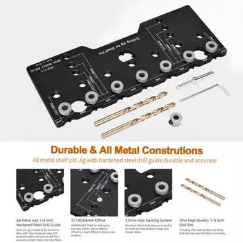 Yousheng Cabinet Adjustable Shelf Jig Drill Guide Rustproof Corrosion Resistance High Precision Cabinet Drilling Template Woodworking Tool чёрный