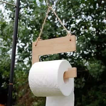 Yousheng Camping Подвесной держатель рулонной бумаги с карабином для пикника на открытом воздухе, барбекю, деревянный диспенсер для туалетной бумаги, полотенец, подвесная стойка для хранения эбеновый