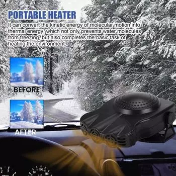 Yousheng Car Heater Fan Windscreen Defogger with Adjustable Swivel Bracket Fast Heating Automatic Power-Off Safe to Use Window Defroster чёрный