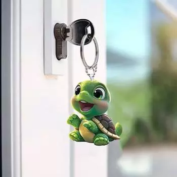 Yousheng Car Pendant Acrylic Lifelike Turtle with Chain Strap Lightweight Hang on Trees Doors Windows Walls Shoulder Bag Schoolbag Decoration Charm зелёный
