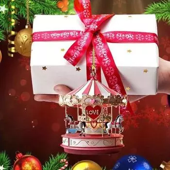 Yousheng Carousel Christmas Decoration 2D Flat Acrylic Hanging Carousel Подвеска для рождественской елки для домашнего декора розовый