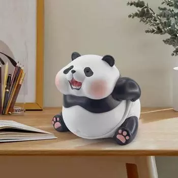 Yousheng Cartoon Panda Украшение из смолы для рабочего стола Скульптура панды для пухлой панды Фигурка для гостиной, спальни, офисного стола Декор Подарок любителям панд чёрный