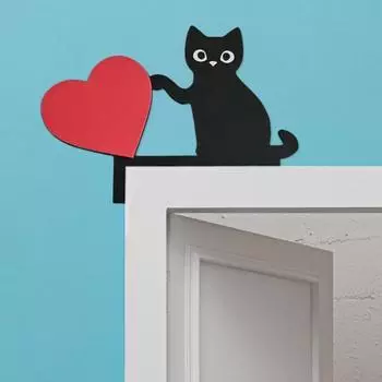 Yousheng Cat Дверной топпер Деревянная дверная рама Топпер Украшение над дверью Черная кошка Угловая вывеска для окон дома Настенный декор Подарок любителям кошек Right