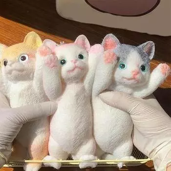 Yousheng Cat Squeeze Toy Anxiness stress Relief Kitten Pinch Touch Toy Kids Teens Adults Soft TPR Anti-Stress Ball Animal Fidget Toy D