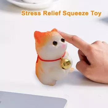 Yousheng Cat Squeeze Toy Anxiness stress Relief Kitten Pinch Touch Toy Kids Teens Adults Soft TPR Anti-Stress Ball Animal Fidget Toy A