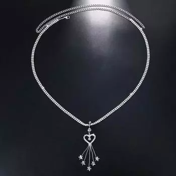 Yousheng цепочка на талию с подвеской в виде сердца и звезды, со стразами и кисточками, регулируемая длина, украшения для живота, для вечеринок, клубов, легкая цепочка из сплава серебряный