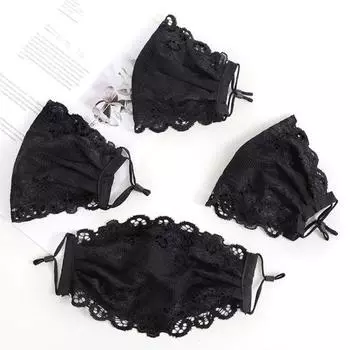 Yousheng черная цветочная кружевная защитная маска для лица с регулируемой веревкой для ушей дышащая однослойная двухслойная летняя женская защитная маска для лица для велоспорта и бега