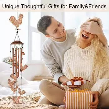 Yousheng Chicken Wind Chimes Hanging Metal Rooster Windchime Outdoor Garden Front Yard Decor for Housewarming Birthday Gifts A