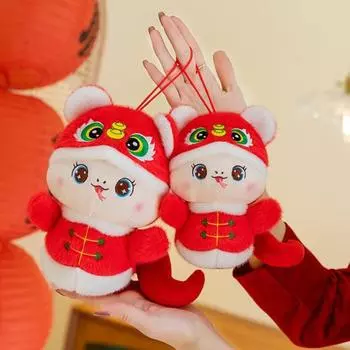 Yousheng Chinese Zodiac Snake Plush Doll 2025 Year of The Snake Stuffed Animal Spring Festival Table Decor Adorable Snake Plushie with Tiger Hat S