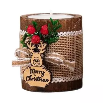 Yousheng Christmas Candle Holder Wooden Merry Christmas Tealight Candle Holder Festive Decoration Xmas Tealight Holder for Holiday Gift New Year Party E