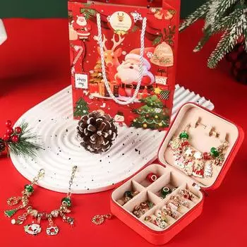 Yousheng Christmas Countdown Calendar Bracelet Making Kit for Girls DIY Jewelry Charms Set 24 Days Xmas Countdown Gift for Children Teens A