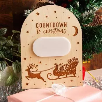 Yousheng Christmas Countdown Sign Wooden Dry Erase Christmas Ornament Countdown to Christmas Sleighs Holiday Decor Gifts for Kids 1pc