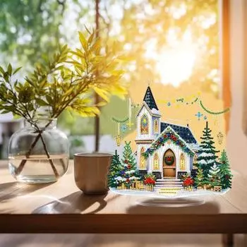 Yousheng Christmas DIY Rhinestone Art Painting Kit Village House Factory Diamond Jewel Painting Craft Stand Up Desk Placement Decoration for Home Decor Sets