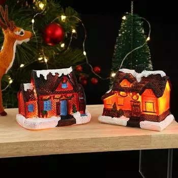 Украшение для рождественского домика Yousheng, микропейзажная смоляная светящаяся снежная елка, украшение для праздничного домашнего стола C