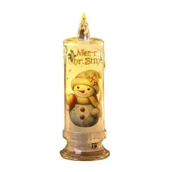 Yousheng Christmas LED Flameless Candle Xmas Snowman Santa Reindeer Flickering Fake Pillar Candles for Holiday Home Decor A