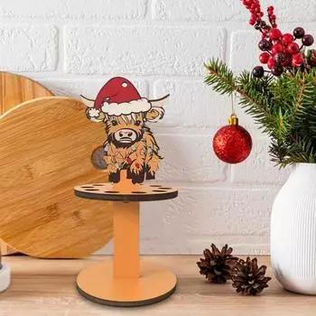 Yousheng Christmas Money Holder Handmade Wooden Cattle with Santa Hat Ornament Xmas Cash Gifts Holder with 10 Holes for Holiday Table Decor
