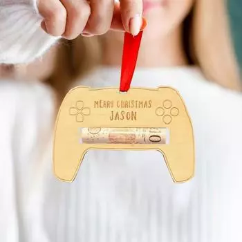 Yousheng Christmas Money Holder Wooden Xmas Tree Ornament Cash Clip for Holiday Decoration Christmas Tree Hanging Accessories A