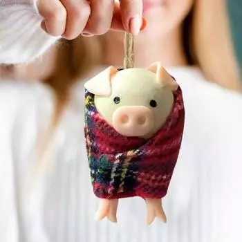 Yousheng Christmas Pig in Blankets Hanging Decoration Home Office Xmas Tree Hanging Wrapping Blanket Animal Ornament Pendant Pig Lover Holiday Gift красный