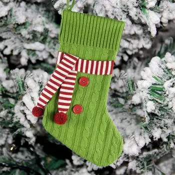 Yousheng Christmas Stocking Knitted Xmas Tree Hanging Stockings for Toys Candies Gifts Christmas Decoration for Fireplaces Bedrooms красный