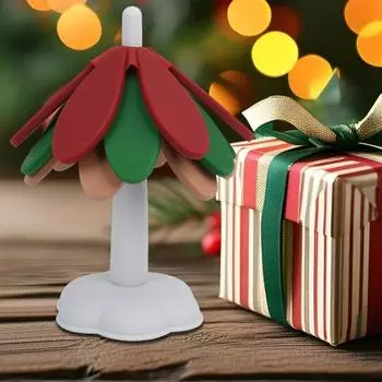 Yousheng Christmas Tree Silicone Trivet Mats Set Heat-Resistant Mats with Stand Stain Resistant Table Protectors for Kitchen Square красный/белый