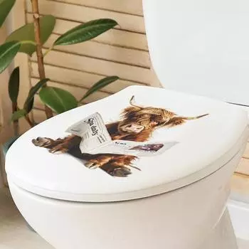 Yousheng чтение газет Як стикер для унитаза съемный самоклеящийся водонепроницаемый ПВХ гостиная ванная комната стены искусства корова крышка унитаза украшение наклейка A