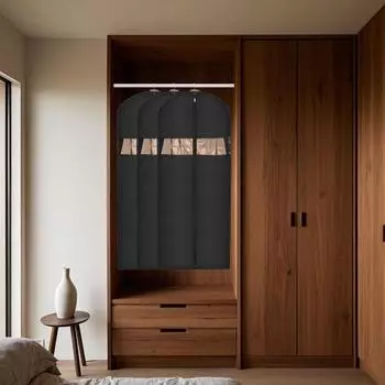 Yousheng Clothes Hanging Dust Covers with Transparent Window Zipper Closure Insect-Proof Fully Enclosed Clothing Protector Suit Coat Storage Bag чёрный