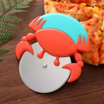 Yousheng Crab Shape Pizza Cutter Wheel Нержавеющая сталь Креативный мультяшный резак для пиццы Безопасный дизайн для кухонного гаджета для выпечки сэндвичей красный
