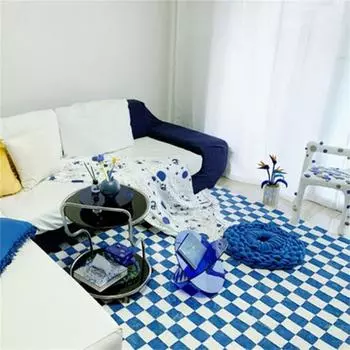 Yousheng Креативный шахматный узор ковра Декор Более плотный стильный полиэстеровый напольный ковер для дома 80x120cm