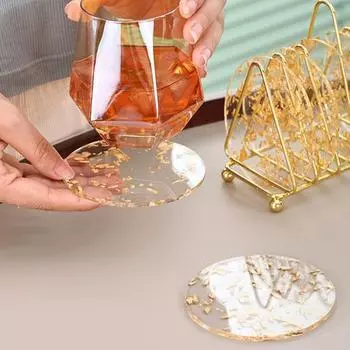 Yousheng Creative Gold Foil Decor Подставка для чашки Красивый более утолщенный акриловый коврик для чашки Кухонные принадлежности B