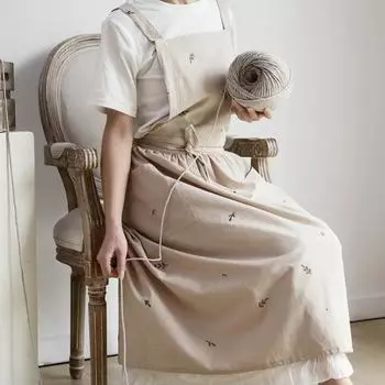 Yousheng Cross Back Кухонный Фартук Дышащий Ретро Хлопковый Вышитый Нагрудник Фартук Для Дома C