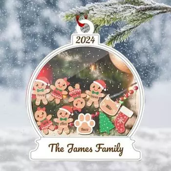 Yousheng Custom Family Christmas Ornaments 2024 Family of 4/5 Gingerbread/Snowman Christmas Tree Hanging Decorations for Home Party Decor B белый