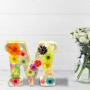 Yousheng Цветочный смоляной ночник, прессованные цветы ручной работы в смоляных буквах, лампа, настольный декор, светящиеся цветочные буквы, подарок для мамы, жены C