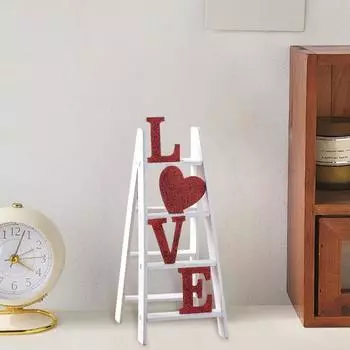 Yousheng День святого Валентина Любовь Сердце Лестница Украшение деревенская деревянная Мини Любовное письмо Лестница Статуэтка Праздничная вечеринка Домашний офис Украшение рабочего стола A