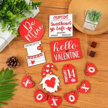 Yousheng День святого Валентина многоярусный поднос декор фермерский поднос знаки декор стола с гномом лепестки роз деревянный знак для домашнего декора кухни стены